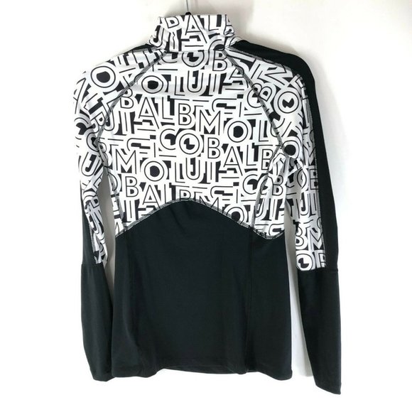 Columbia Womens Top Asymmetric Zip Spell Out Mock Neck Black White Size XS - Picture 2 of 4